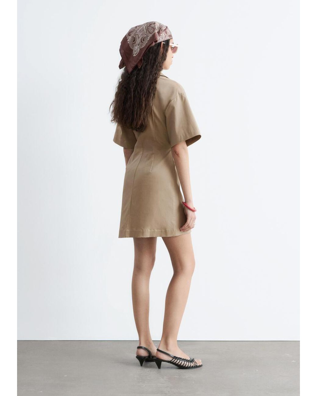 & Other Stories Natural Wrap-Front Mini Dress