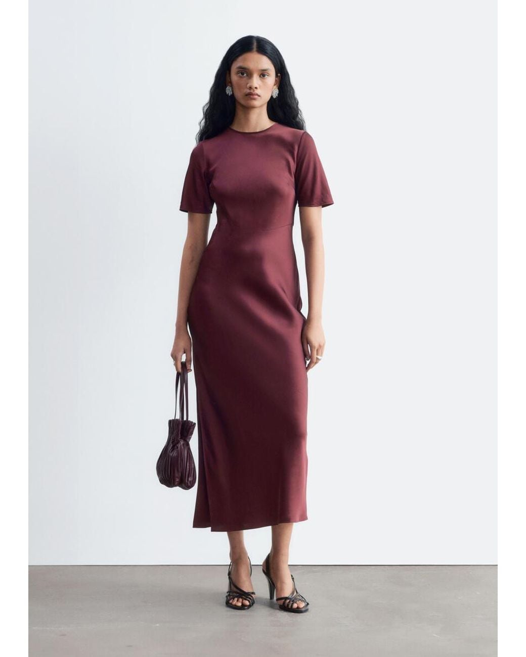 & Other Stories Red Short-Sleeve Long Dress