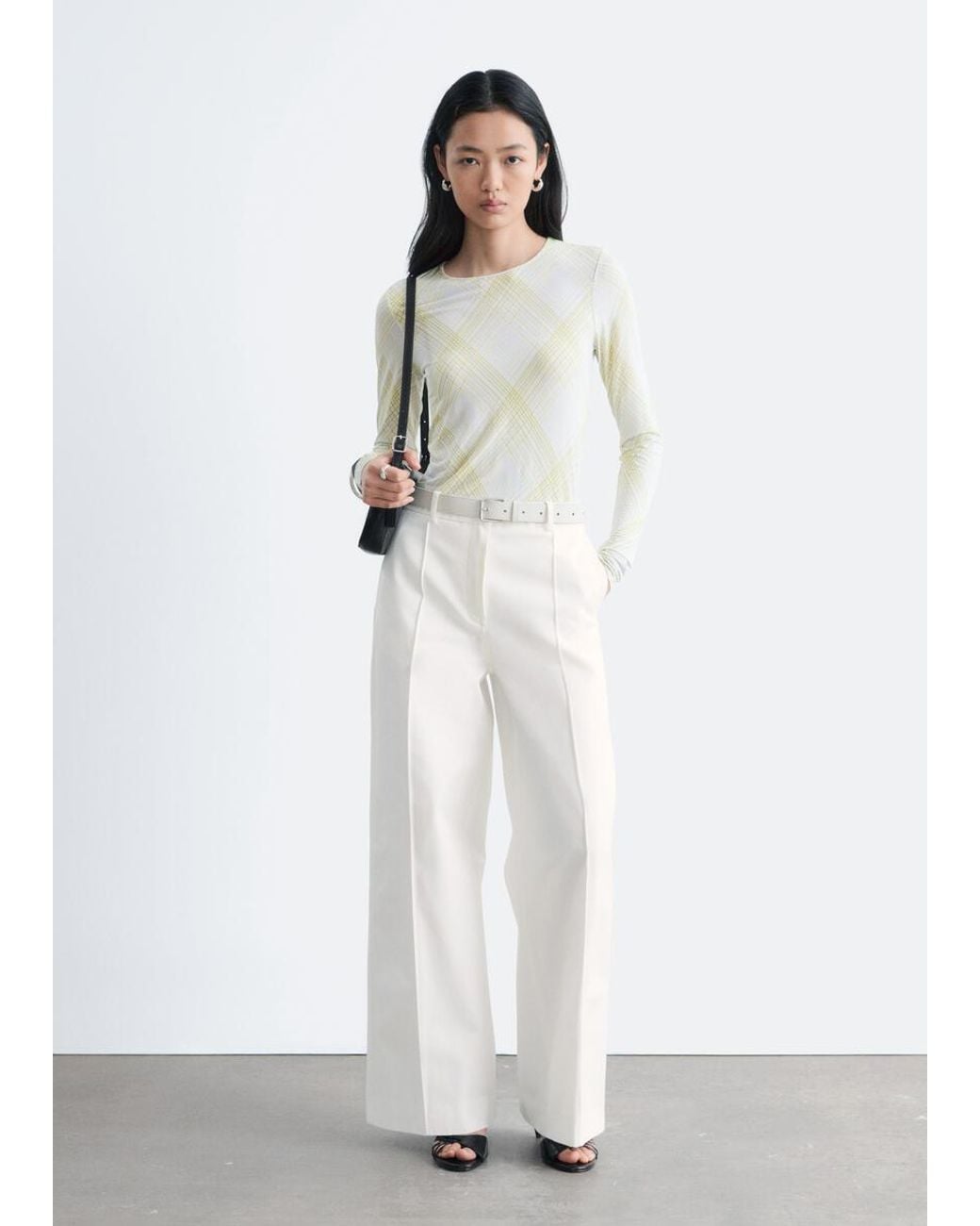 & Other Stories White Long-Sleeve Jersey Top