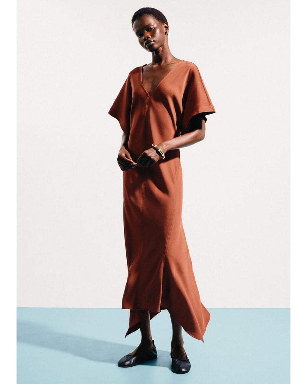 & Other Stories Red V-Neck Maxi Dress