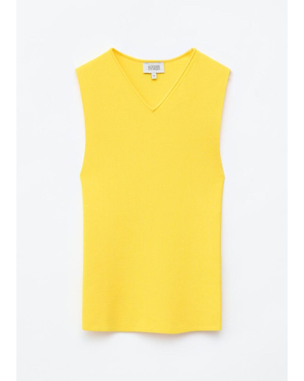 & Other Stories Yellow Sleeveless V-Neck Knitted Top