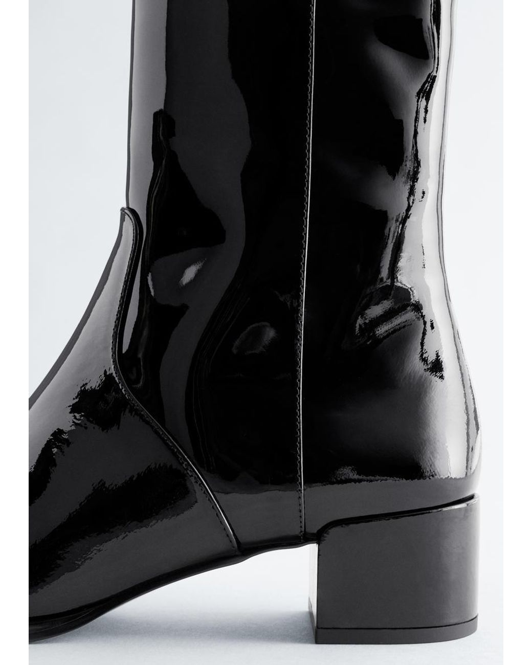 & Other Stories Brown Heeled Glossed-Leather Ankle Boots