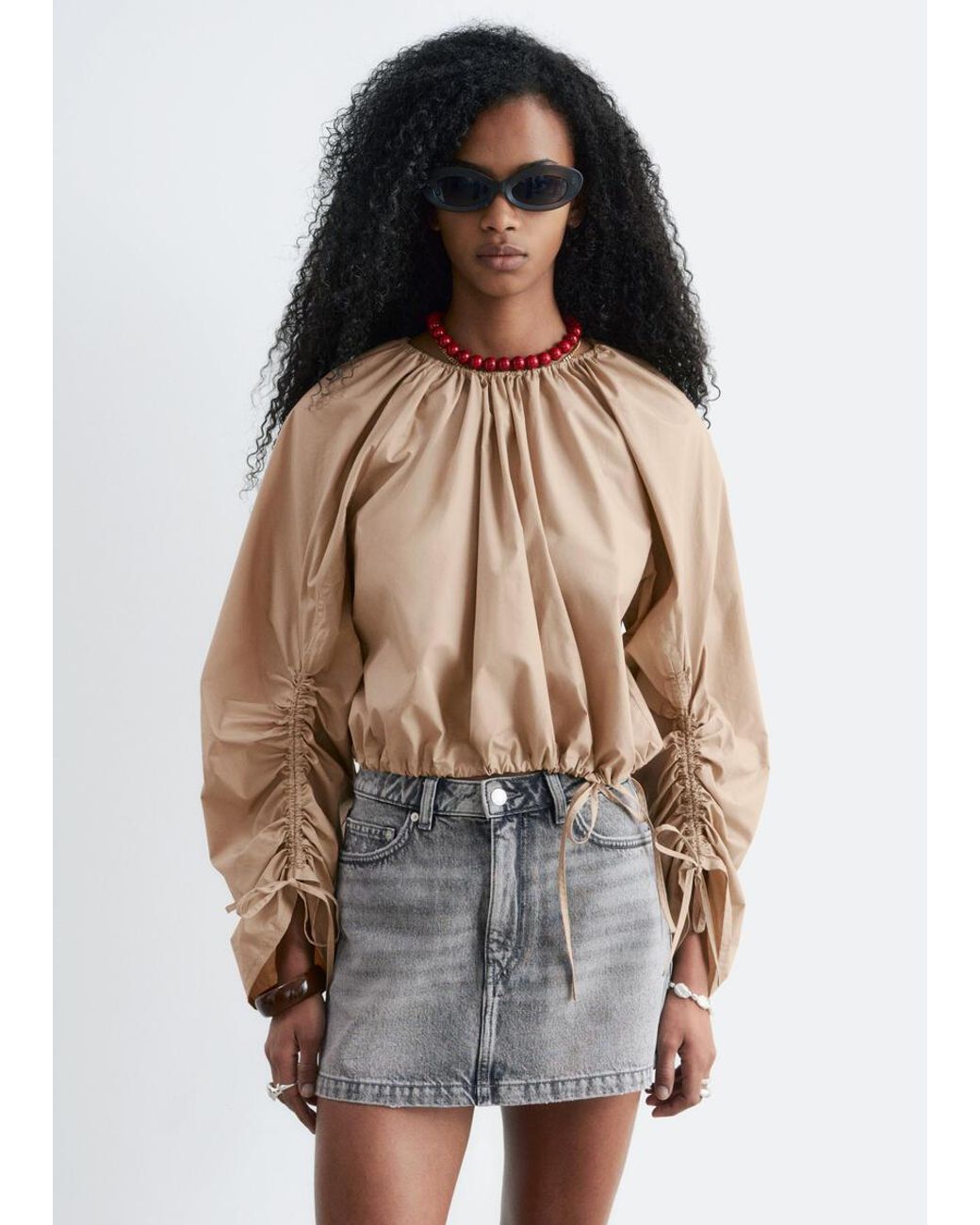 & Other Stories White Denim Mini Skirt