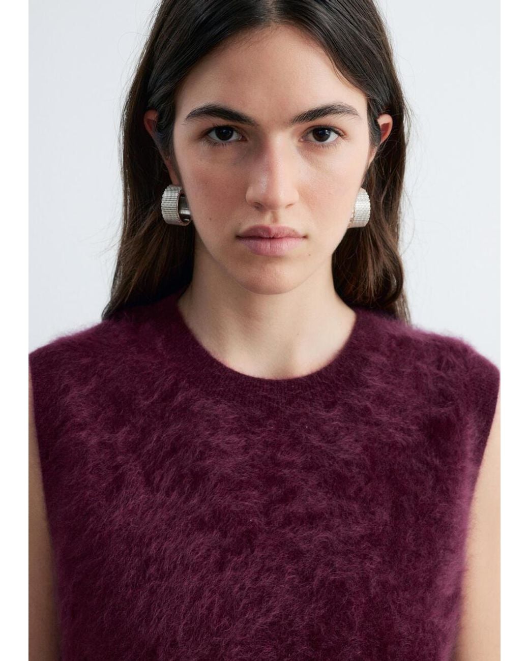 & Other Stories Purple Brushed Cashmere Vest