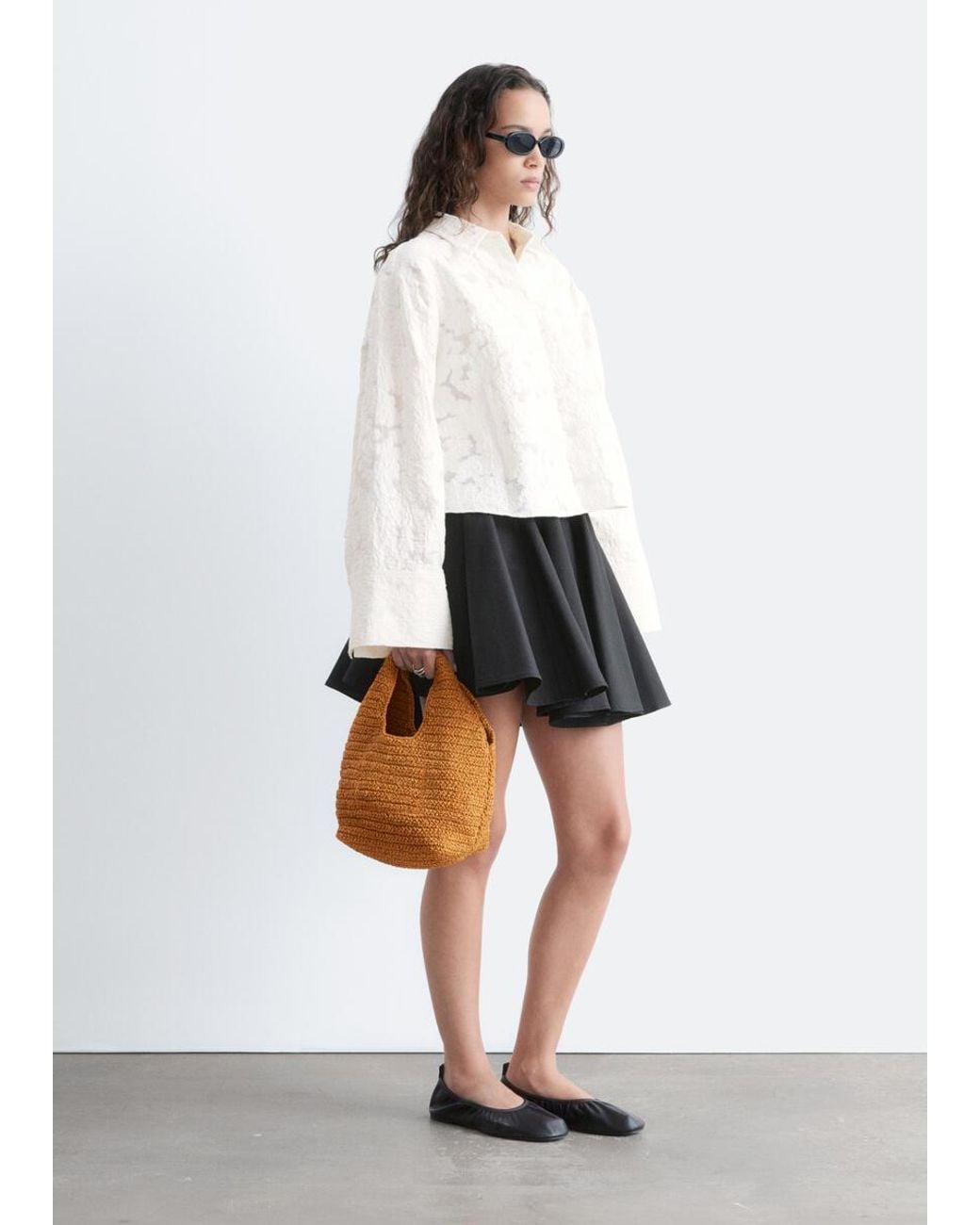 & Other Stories White Relaxed Jacquard Blouse