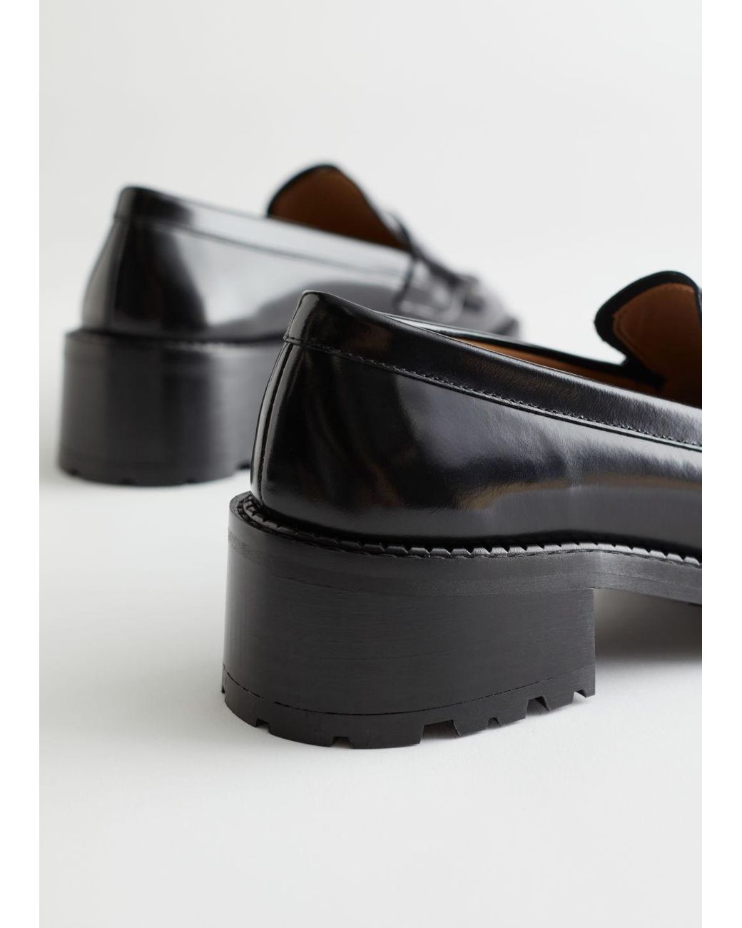 & Other Stories Heeled Leather Penny Loafers in Black | Lyst UK