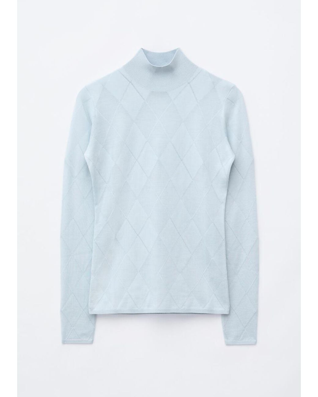 & Other Stories Blue Mock Neck Wool Top
