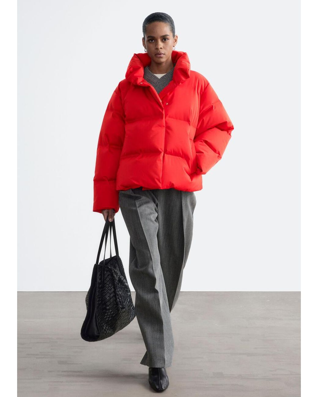 & Other Stories Red Down Puffer Jacket