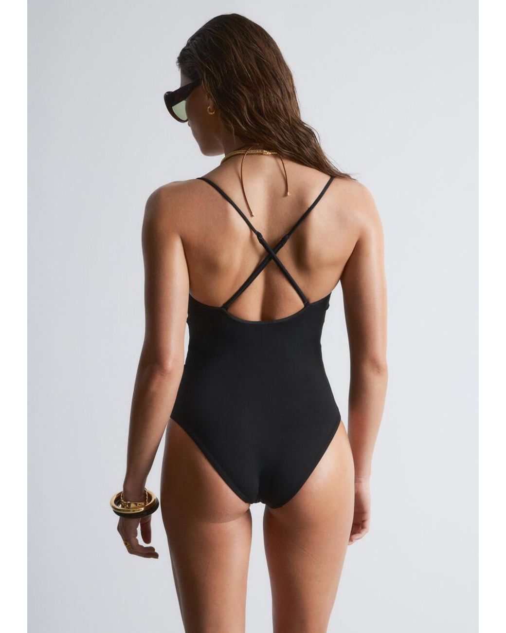 & Other Stories Black Triangle-Cut Swimsuit