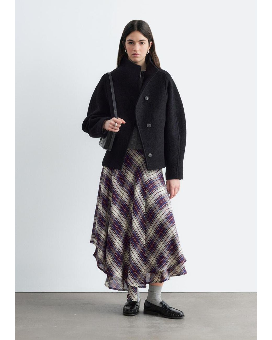 & Other Stories Blue Asymmetric Wool Jacket
