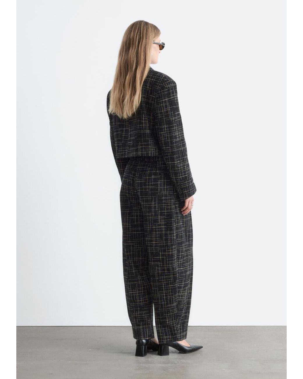 & Other Stories Black Cropped Cotton Blazer