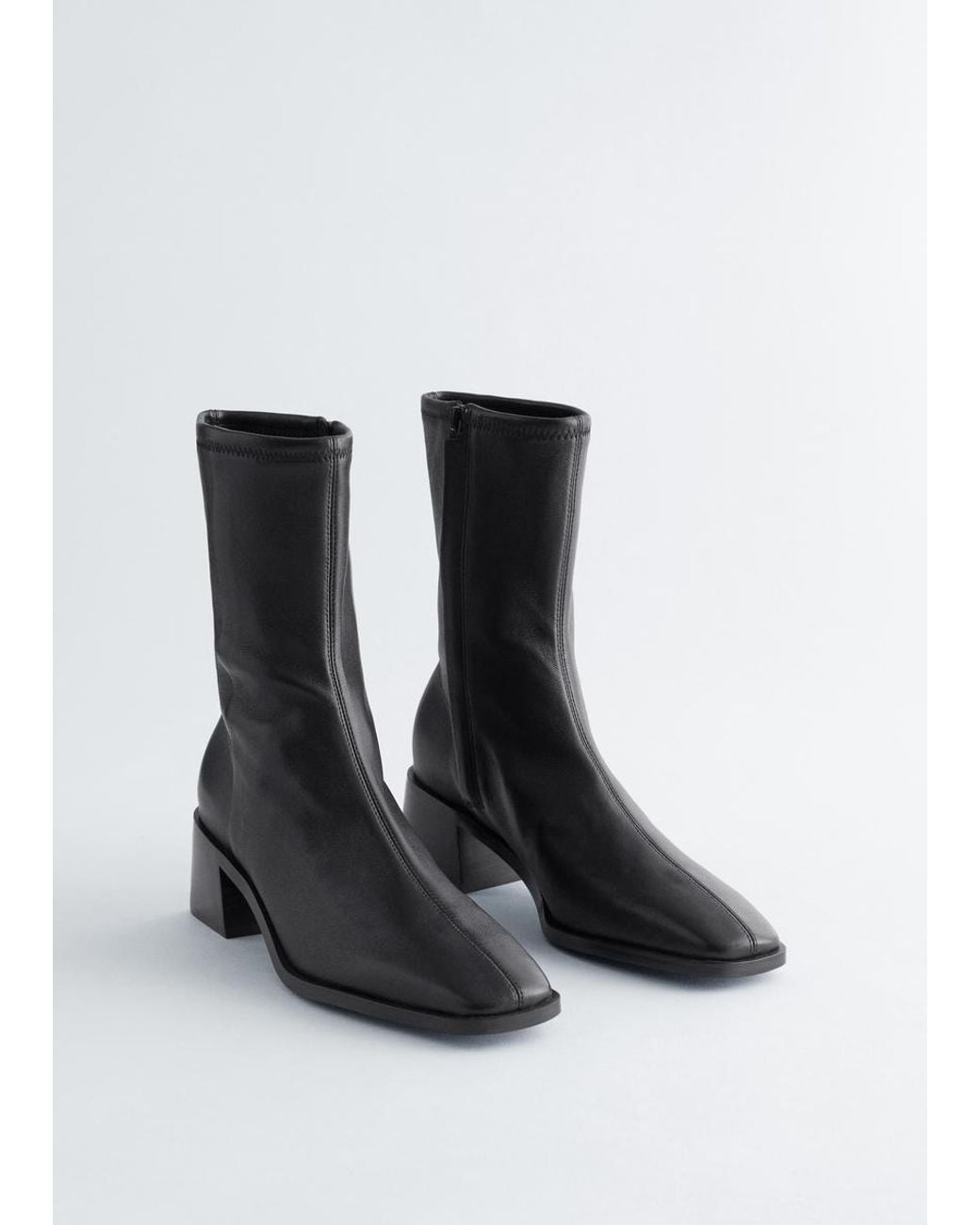 & Other Stories Black Leather Sock Boots