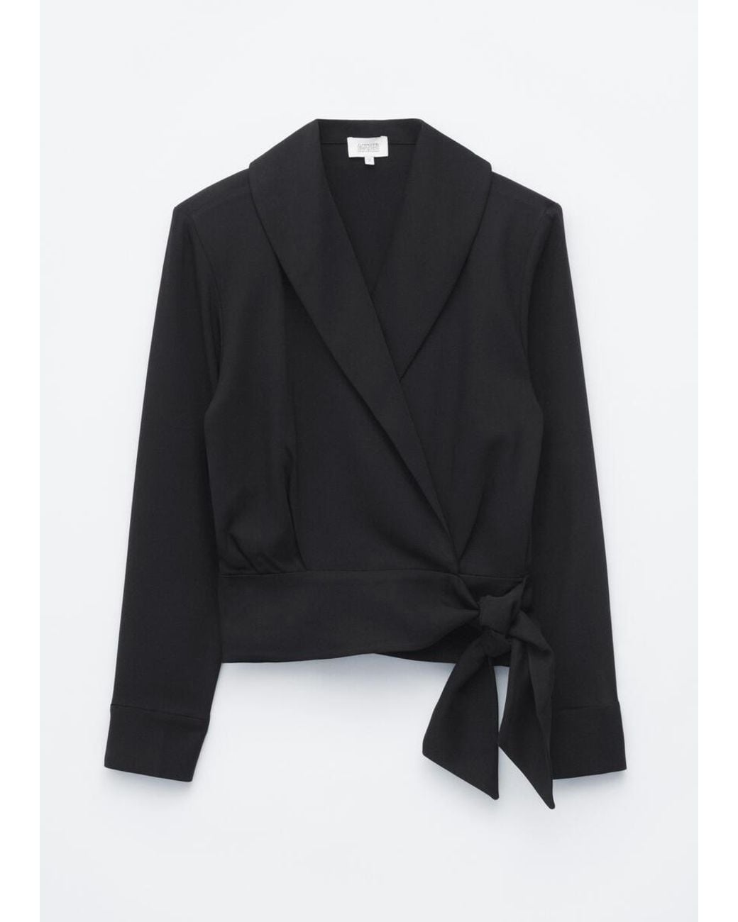 & Other Stories Black Shawl-Collar Wrap Blouse