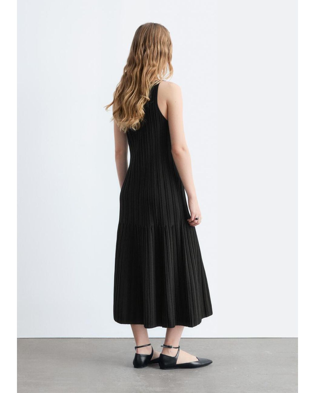 & Other Stories Black Rib-Knit Midi Dress