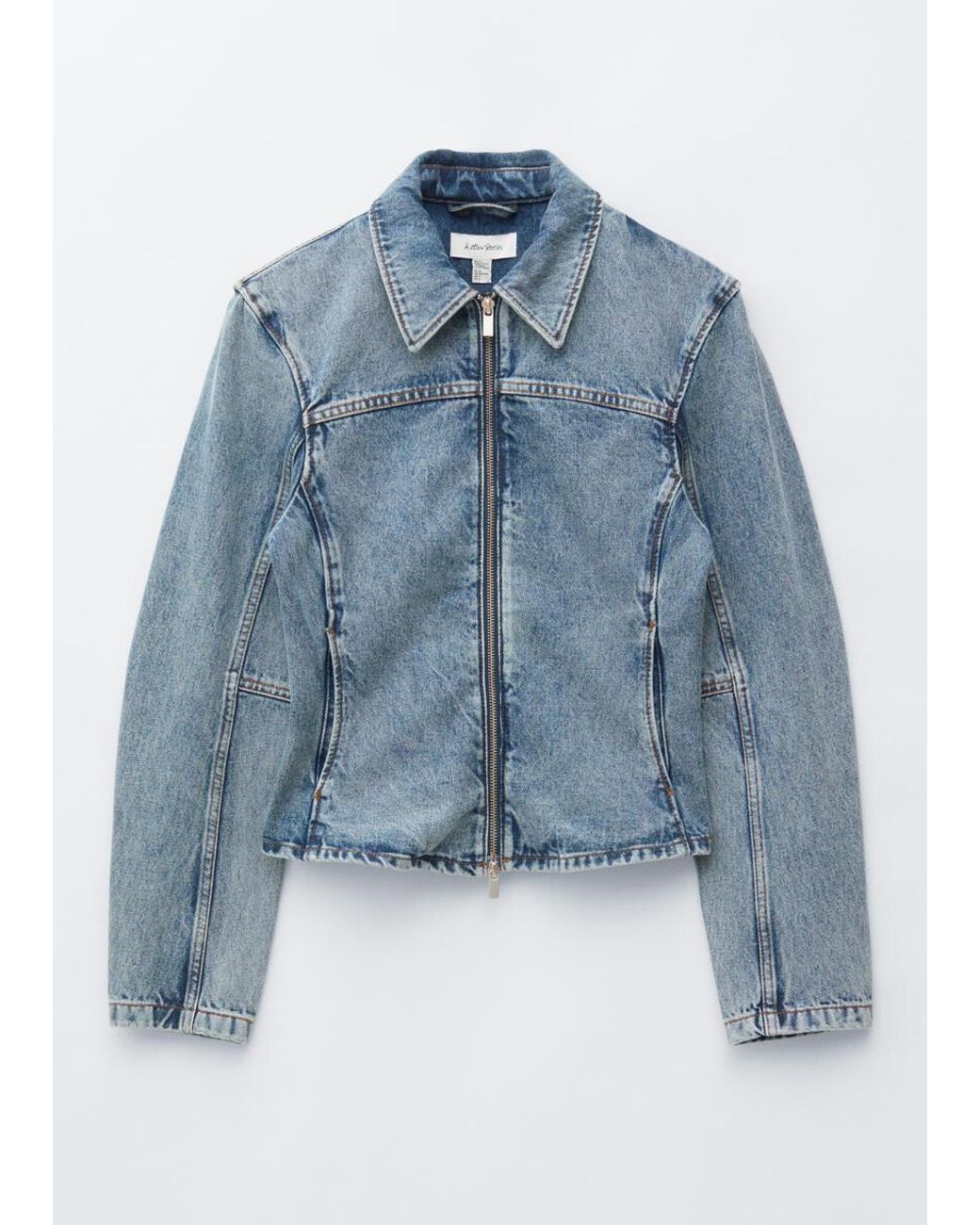 & Other Stories Blue Fitted Zip-Up Denim Jacket