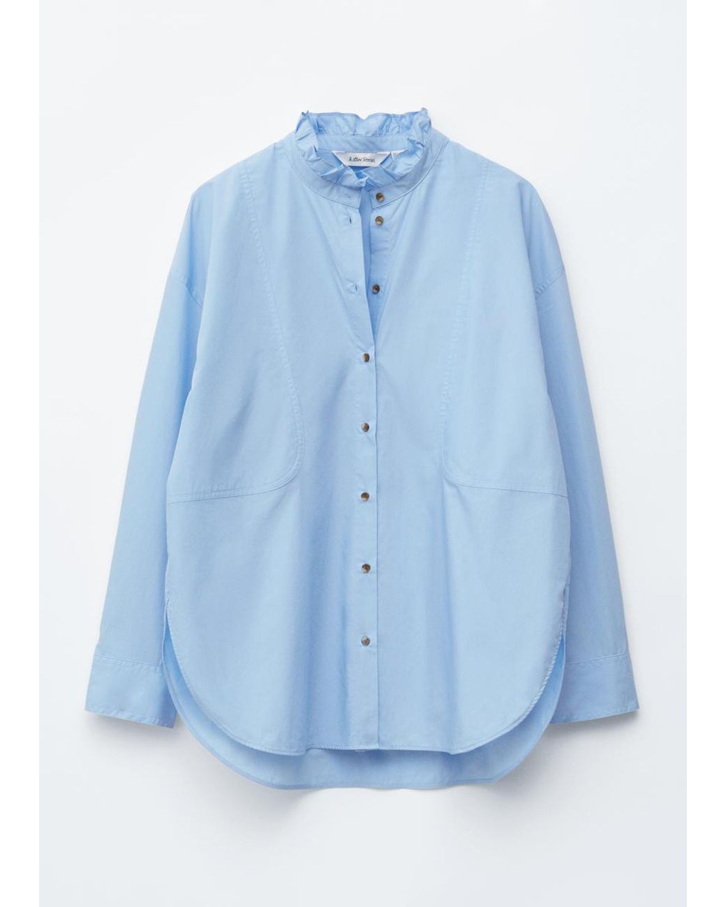 & Other Stories Blue Long Stand-Collar Cotton Shirt