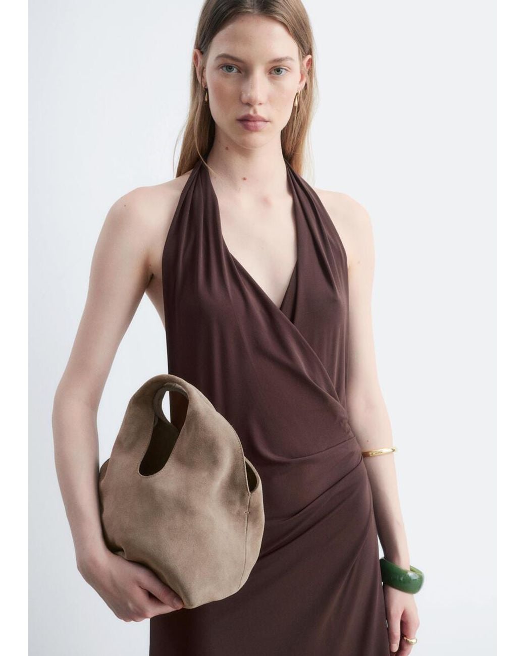 & Other Stories Brown Split Suede Mini Tote