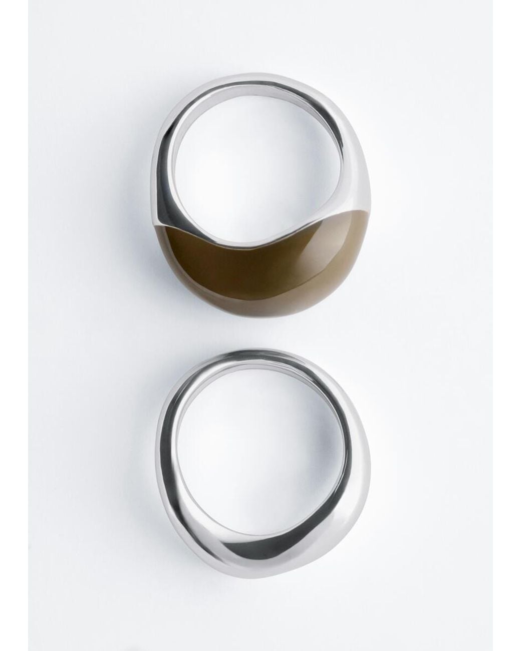 & Other Stories White Sculptural 2-Pack Ring Set