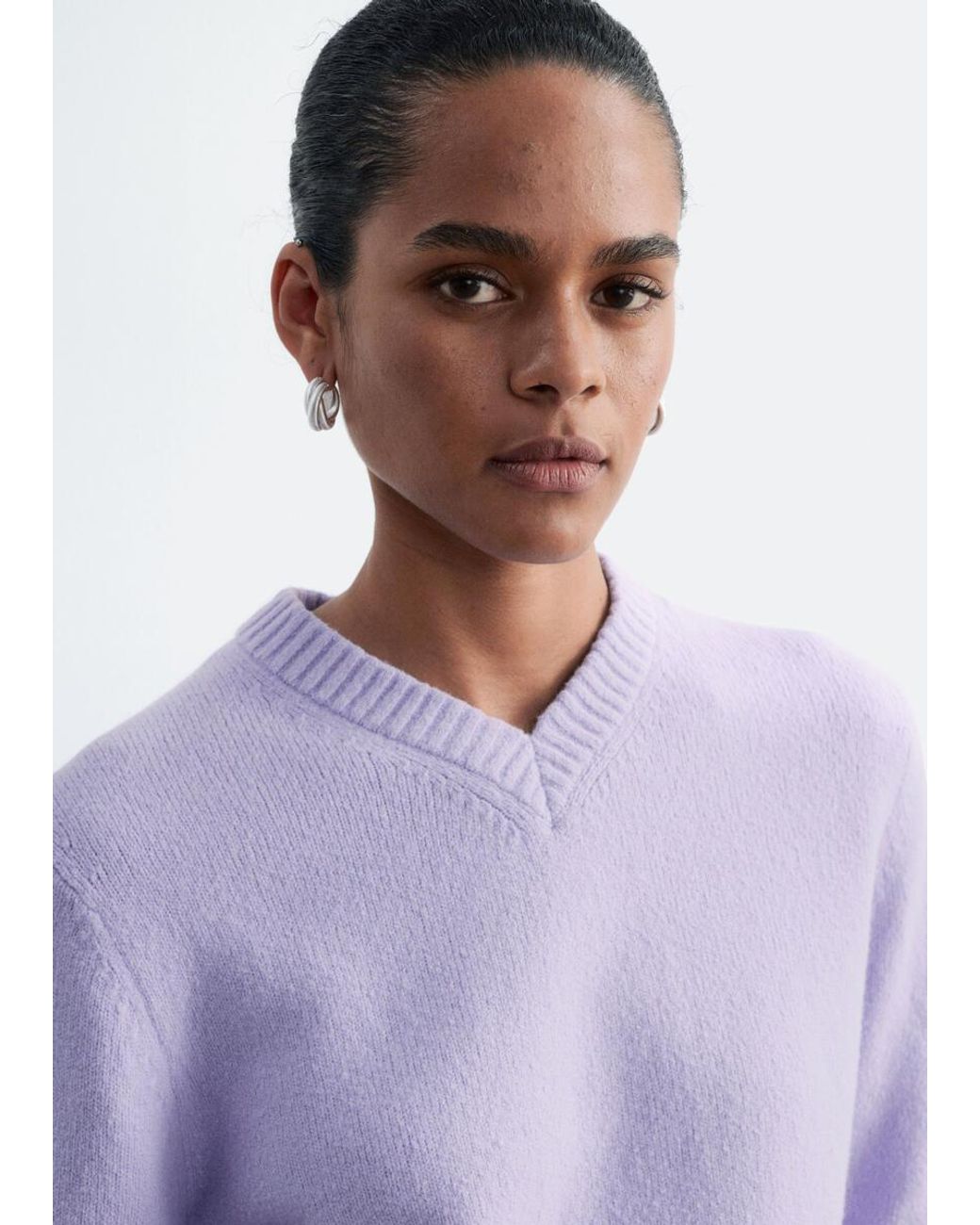 & Other Stories Gray V-Neck Jumper