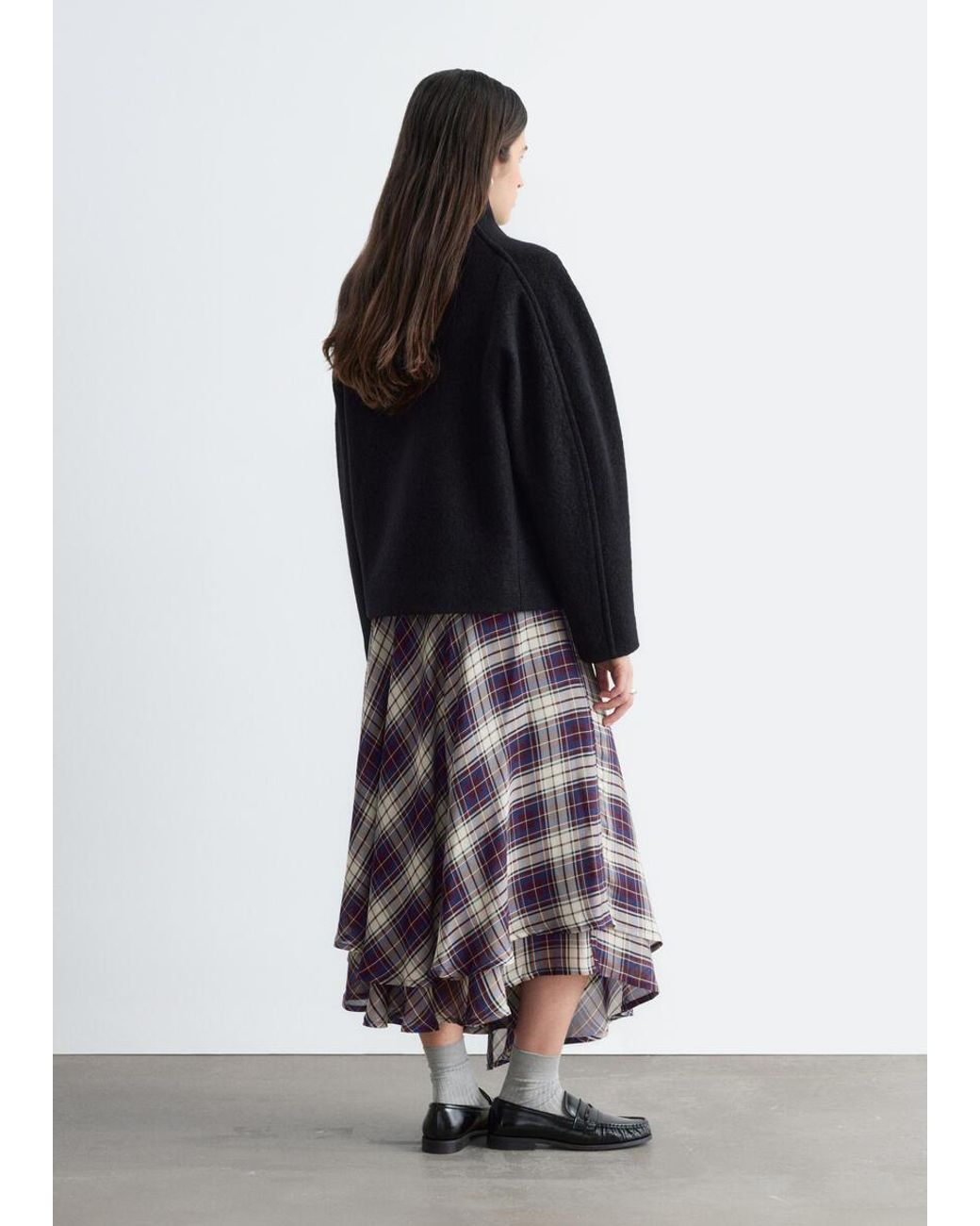 & Other Stories Blue Asymmetric Wool Jacket