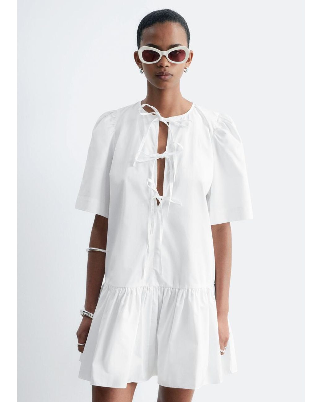 & Other Stories White Peplum Mini Dress