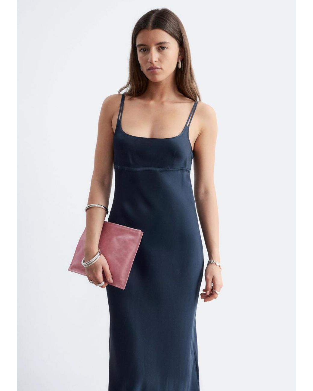 & Other Stories Blue Double-Strap Slip Dress