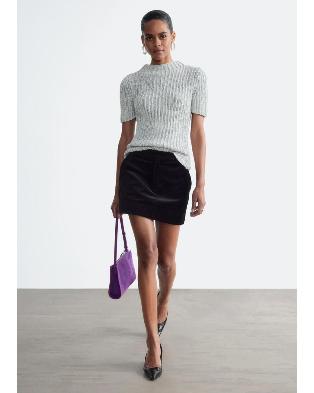 & Other Stories White Metallic Knit Top