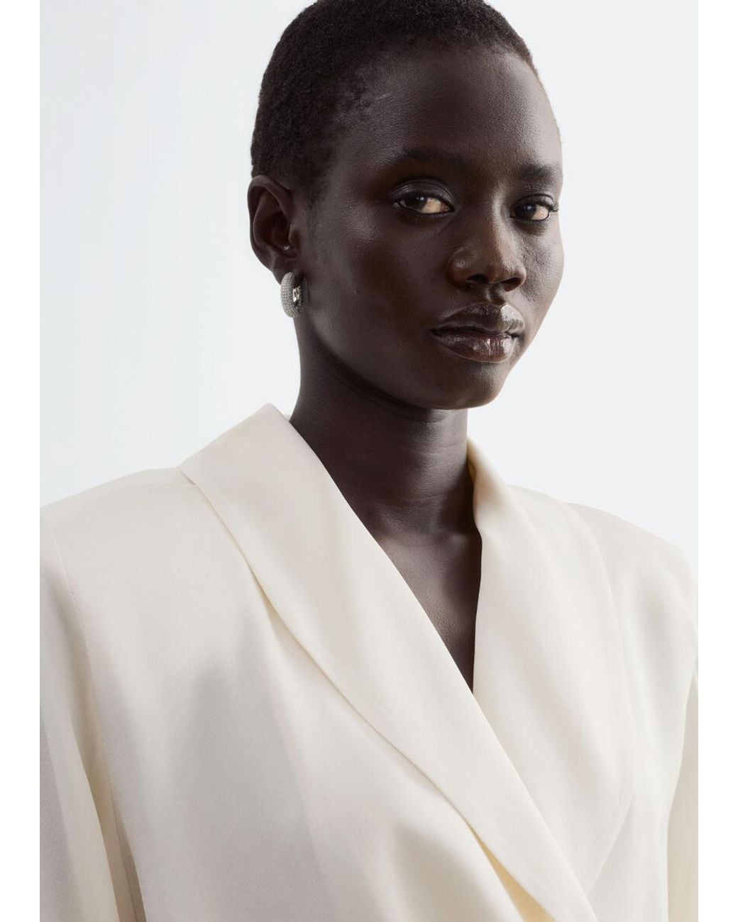 & Other Stories White Shawl-Collar Wrap Blouse