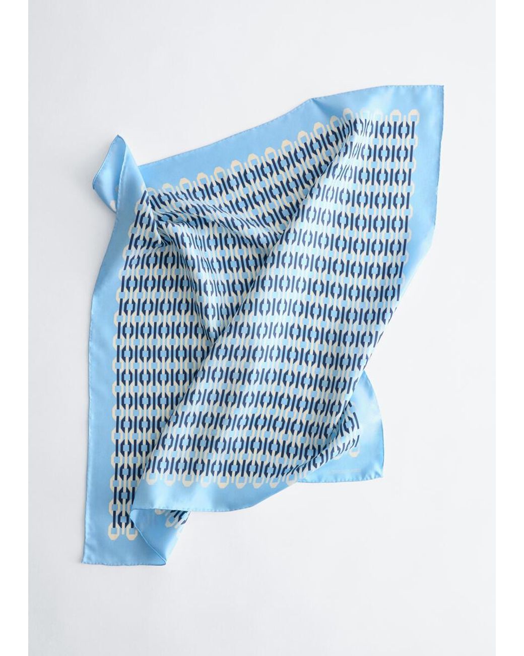 & Other Stories Blue Printed Silk Scarf