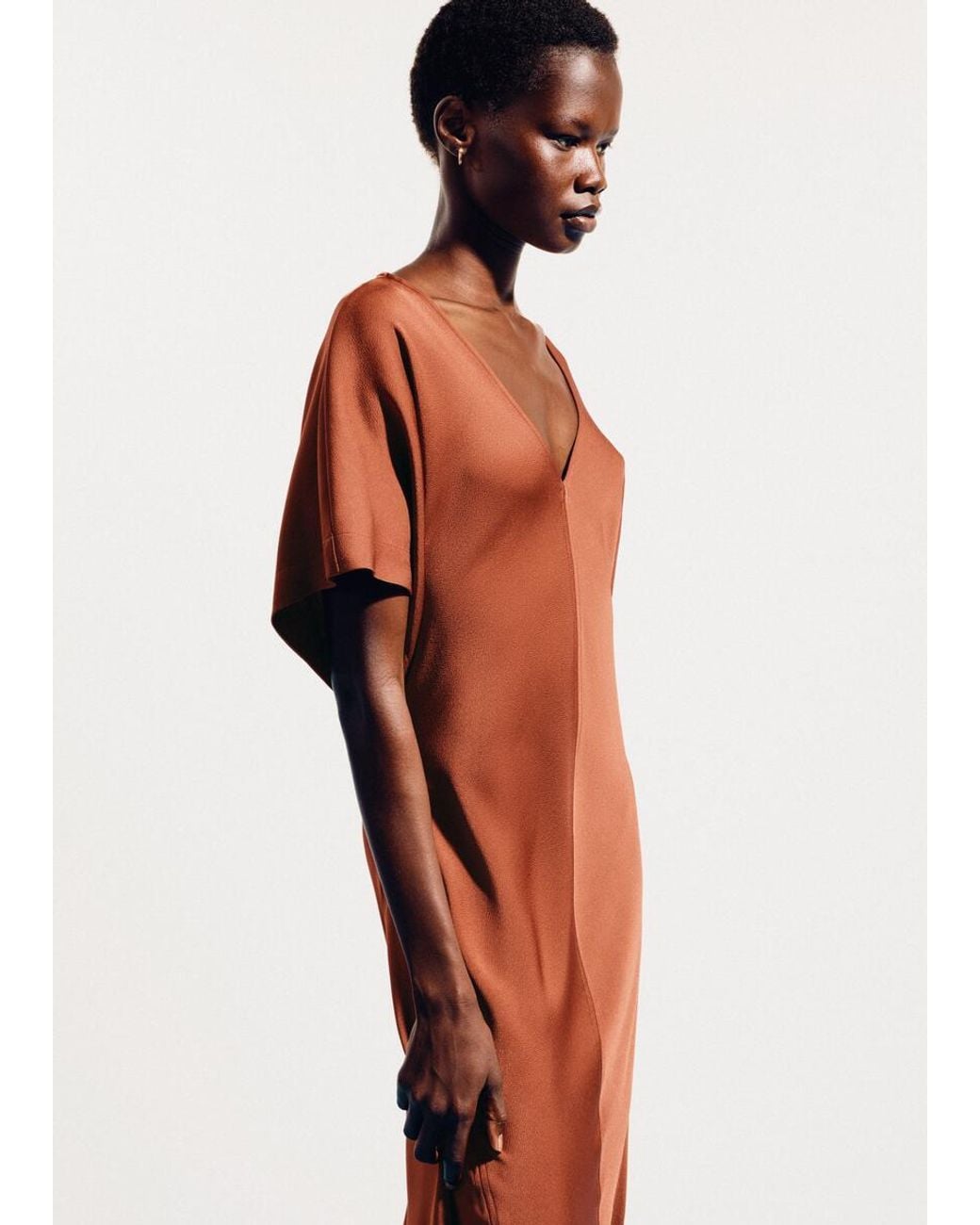 & Other Stories Red V-Neck Maxi Dress