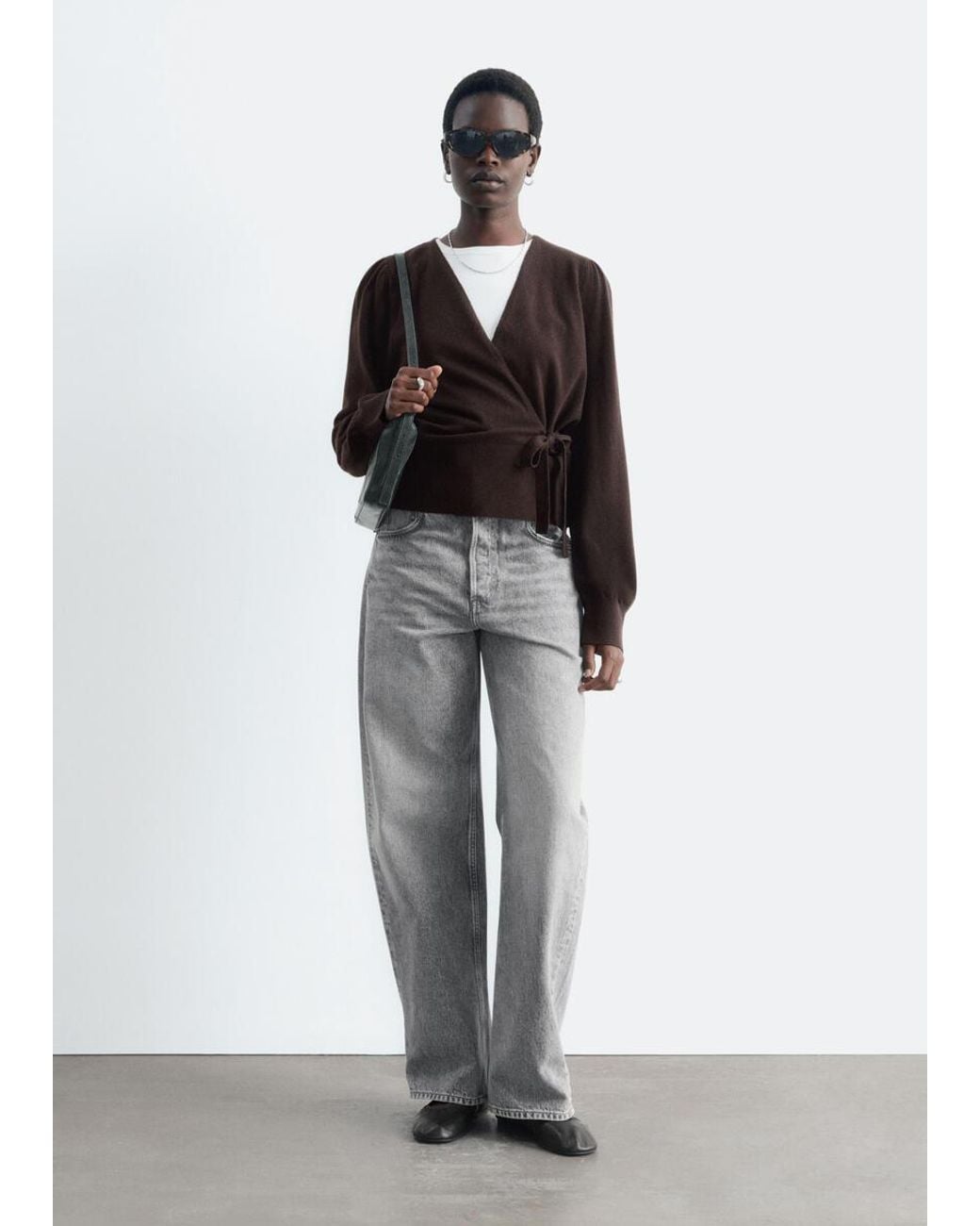 & Other Stories Brown Wool Wrap Cardigan