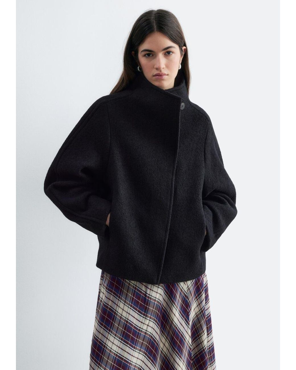 & Other Stories Blue Asymmetric Wool Jacket