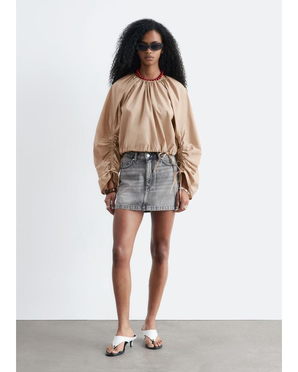 & Other Stories White Denim Mini Skirt