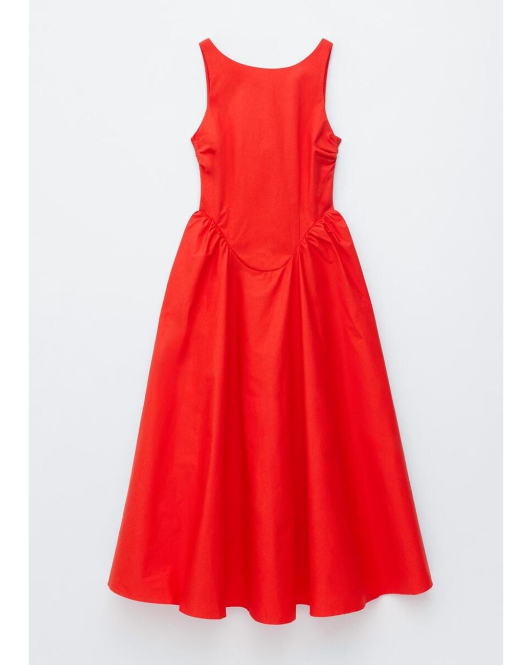 & Other Stories Red Tie-Back Midi Dress