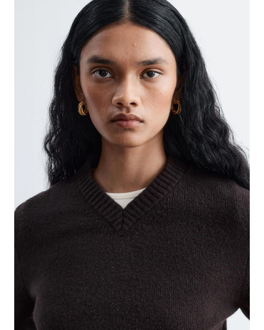 & Other Stories Blue V-Neck Jumper