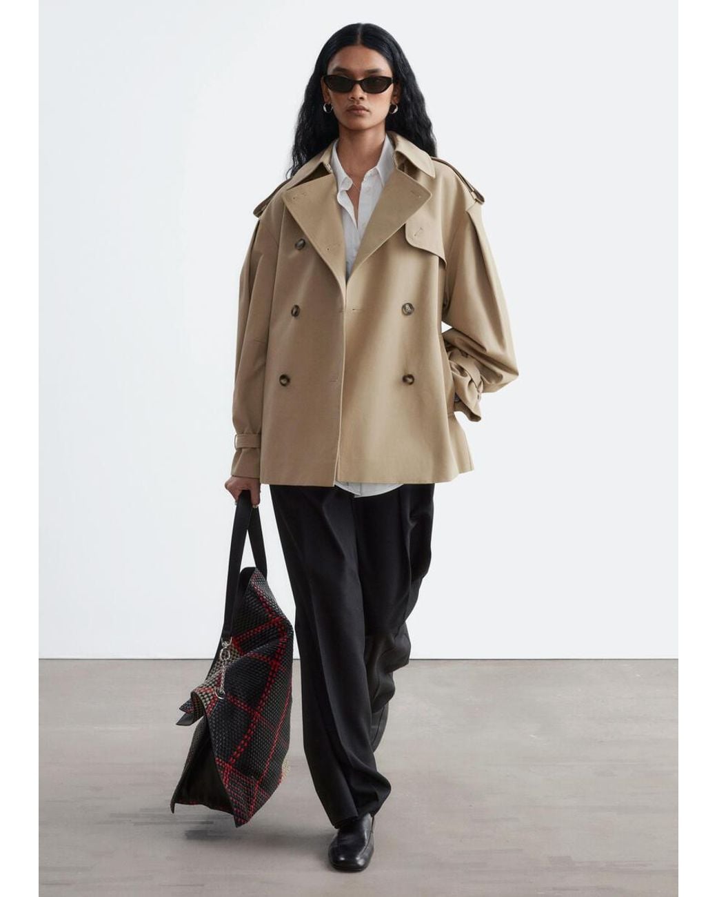 & Other Stories White Short Trench Coat
