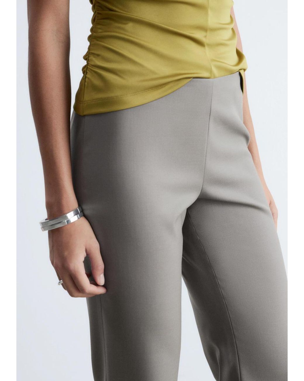 & Other Stories Gray Straight-Leg Wool Trousers