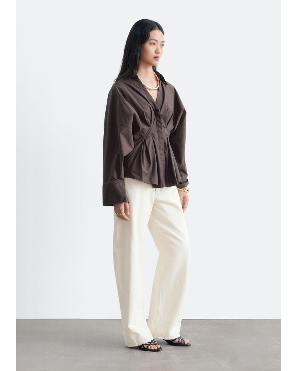 & Other Stories Black Fitted-Waist Shirt