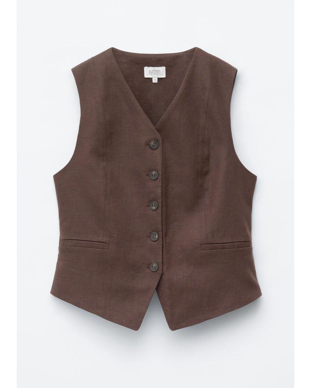& Other Stories Brown Linen Waistcoat