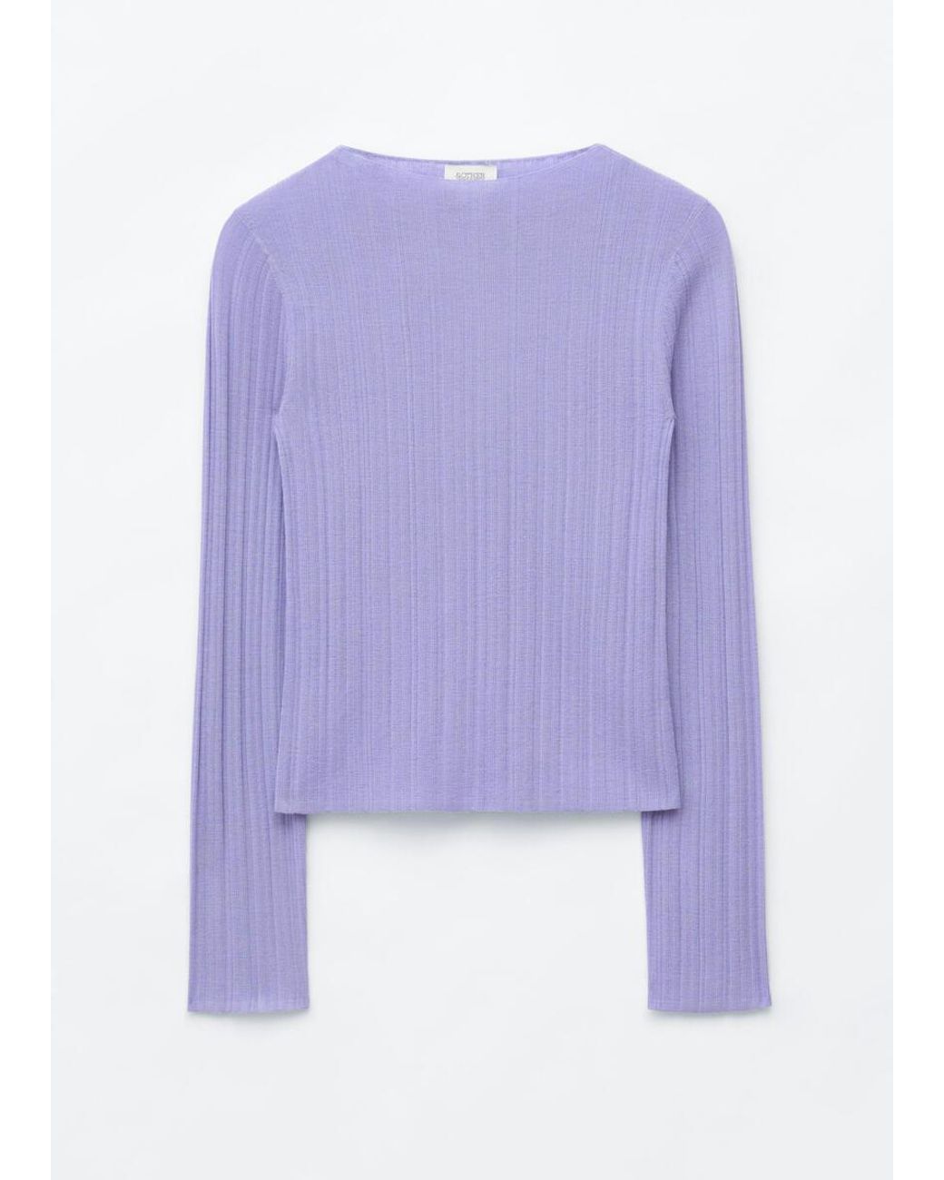 & Other Stories Purple Rib-Knit Wool Boatneck Top