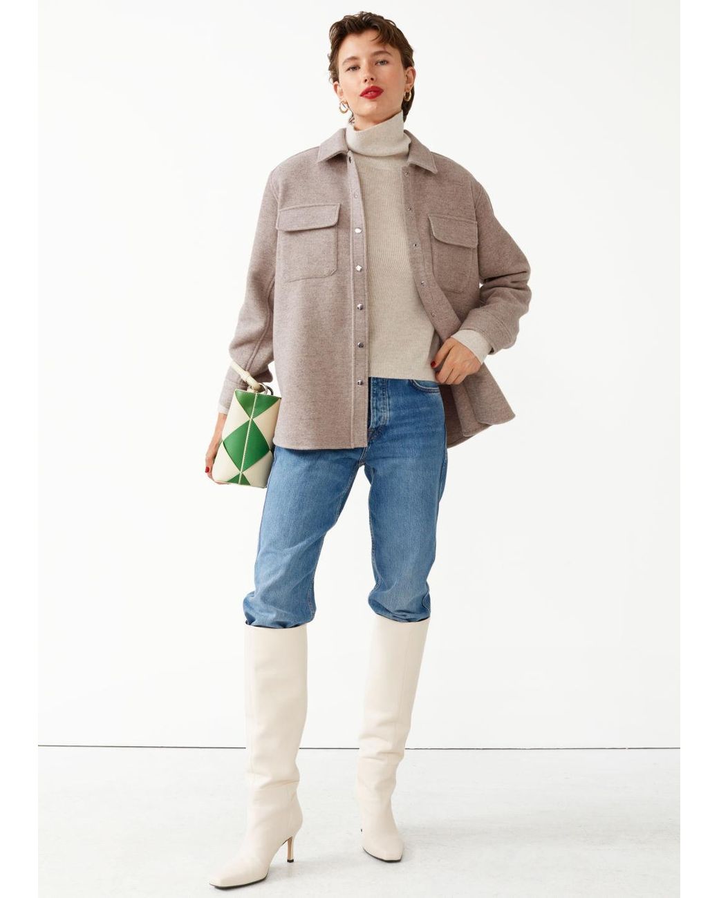 Other Stories Oversized Wool Blend Overshirt in Blue Lyst