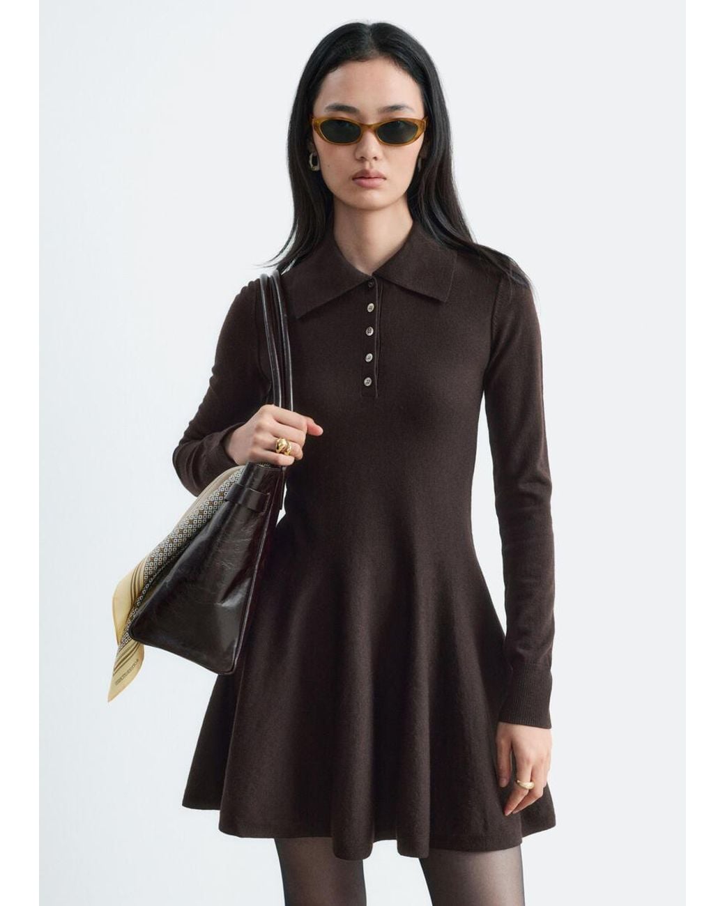 & Other Stories White Knitted Shirt Dress