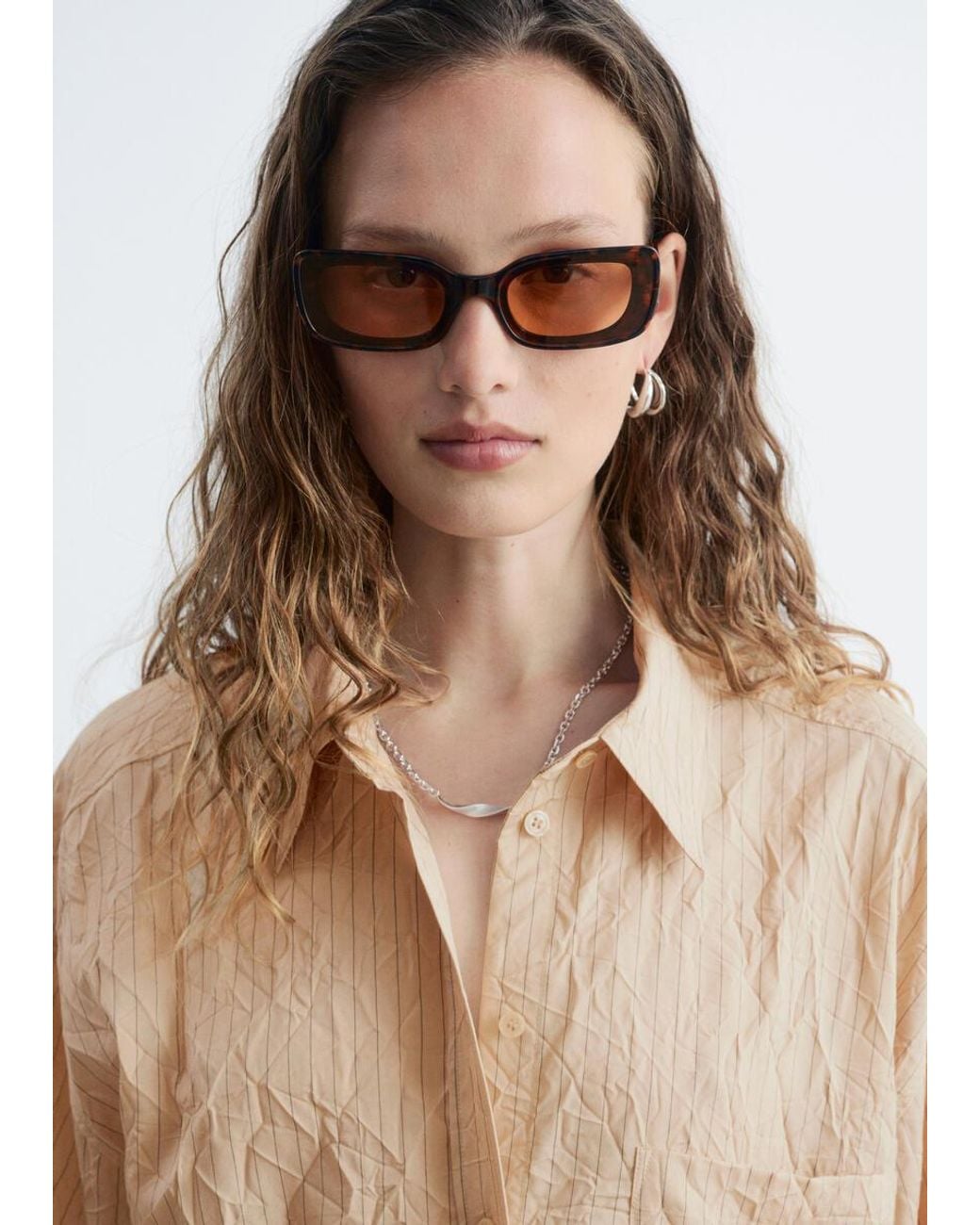 & Other Stories Natural Crinkled Oversized Shirt