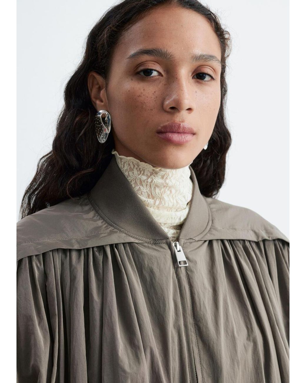 & Other Stories Natural Gathered Bomber Jacket