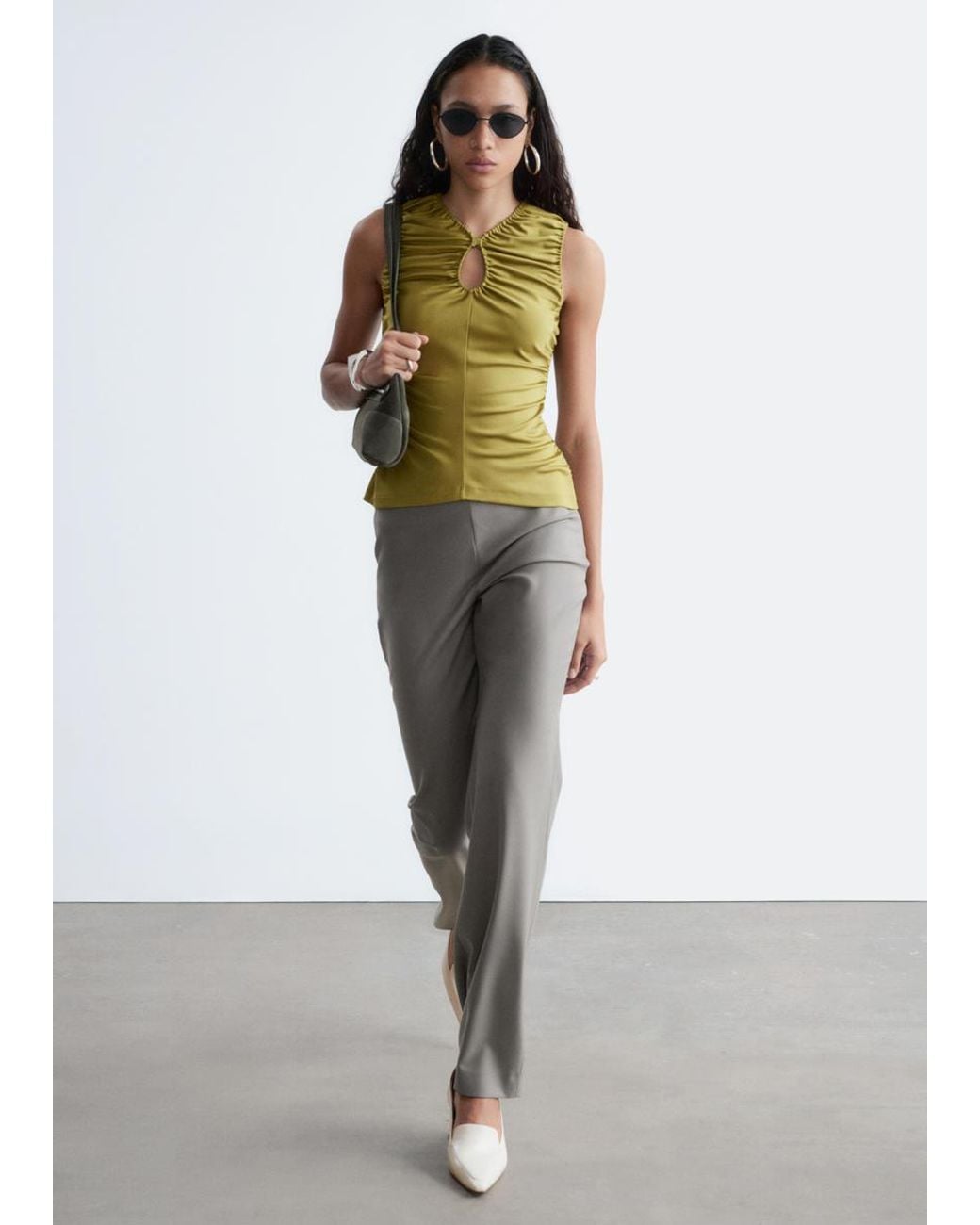 & Other Stories Gray Straight-Leg Wool Trousers
