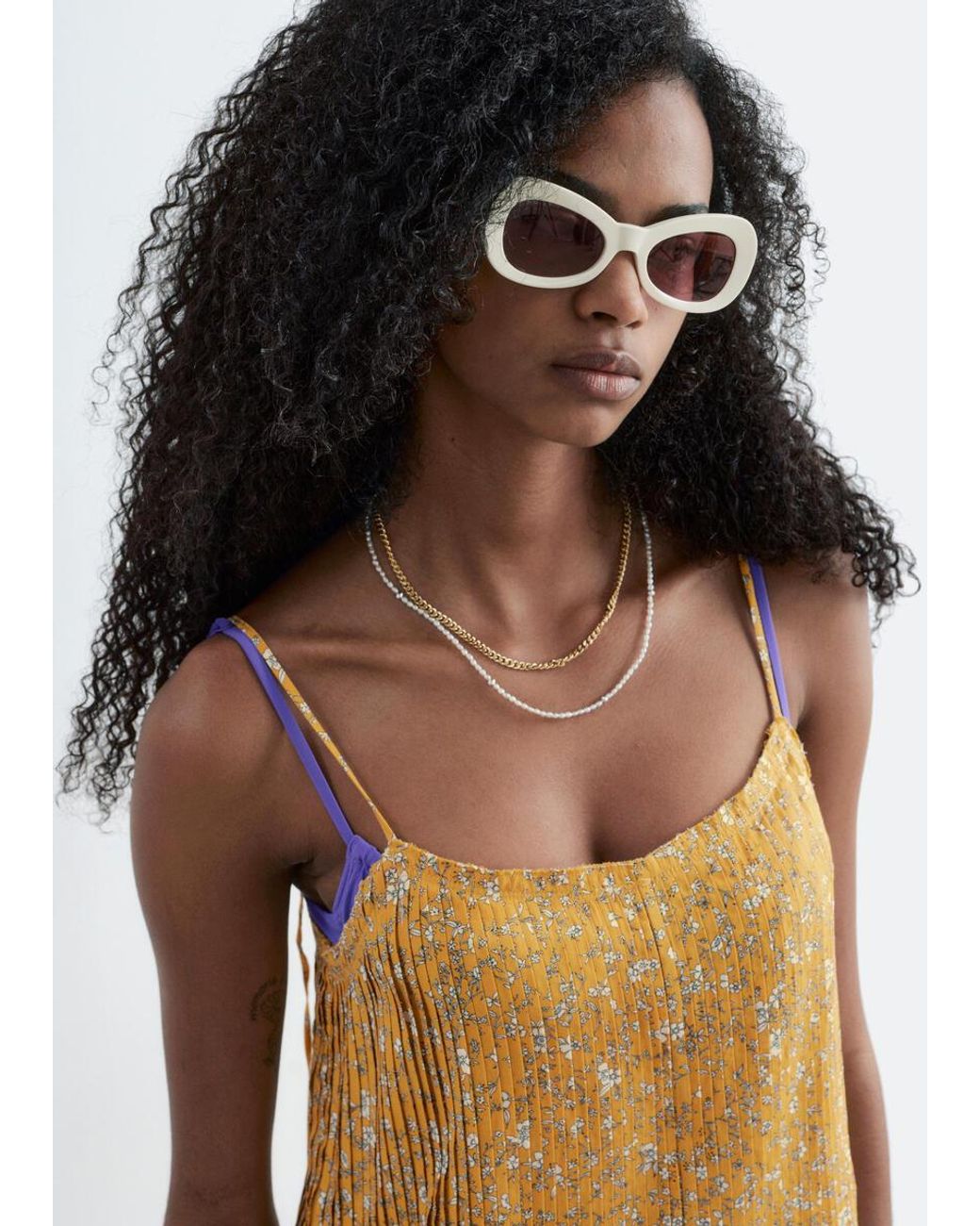 & Other Stories Yellow Pleated Bodice Maxi Dress