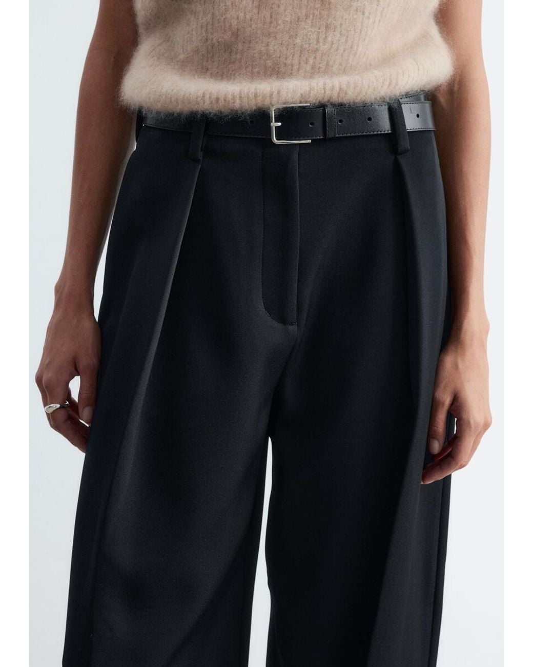 & Other Stories White Sculptural Pleat Trousers