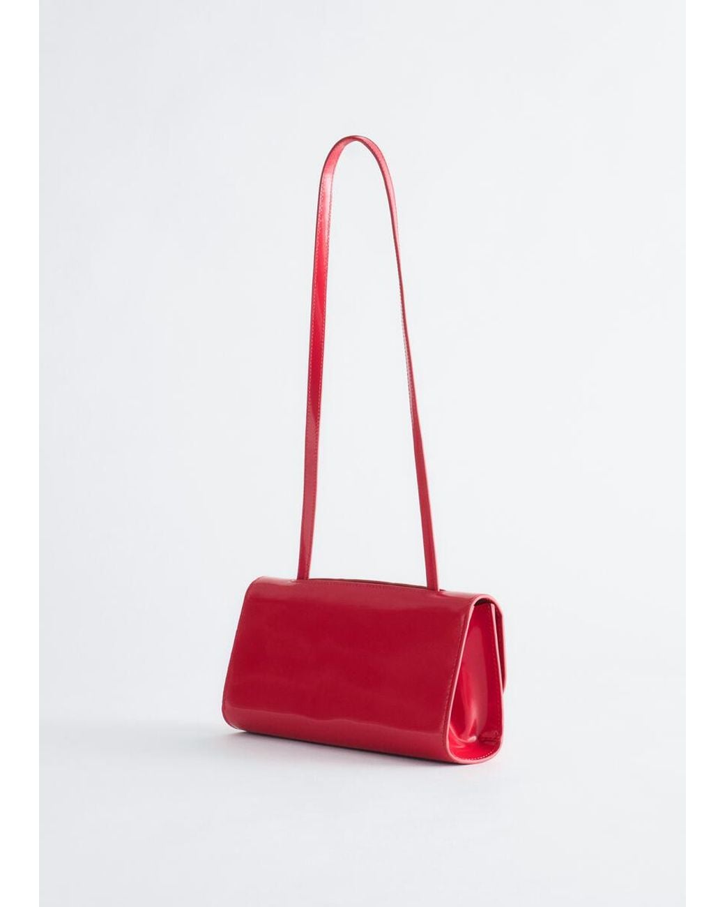 & Other Stories Red Croc-Effect Leather Shoulder Bag
