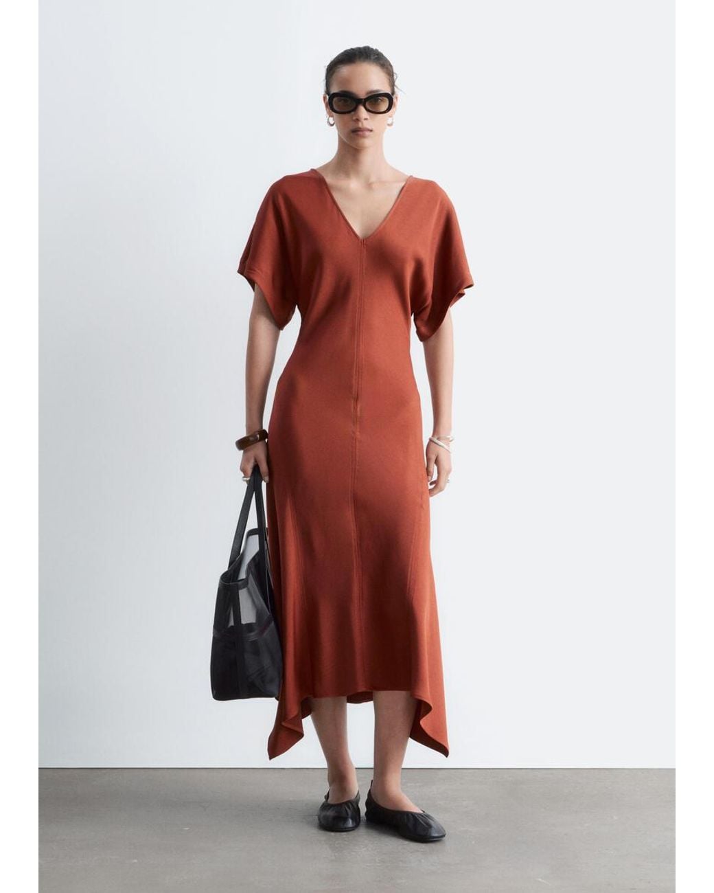& Other Stories Red V-Neck Maxi Dress