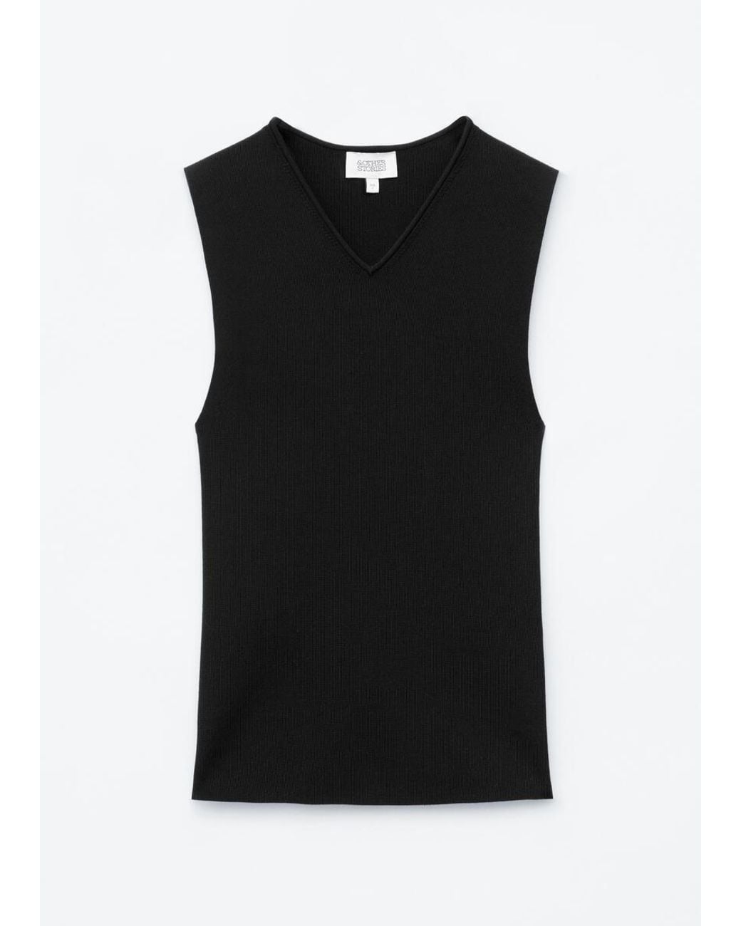 & Other Stories Black Sleeveless V-Neck Knitted Top